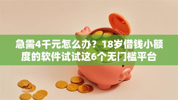急需4千元怎么办？18岁借钱小额度的软件试试这6个无门槛平台