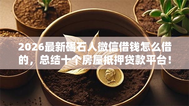 2026最新碣石人微信借钱怎么借的，总结十个房屋抵押贷款平台！
