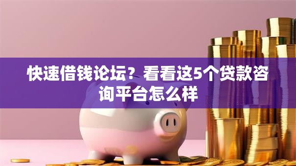 快速借钱论坛？看看这5个贷款咨询平台怎么样