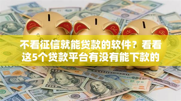 不看征信就能贷款的软件？看看这5个贷款平台有没有能下款的