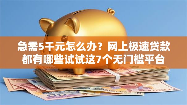 急需5千元怎么办？网上极速贷款都有哪些试试这7个无门槛平台