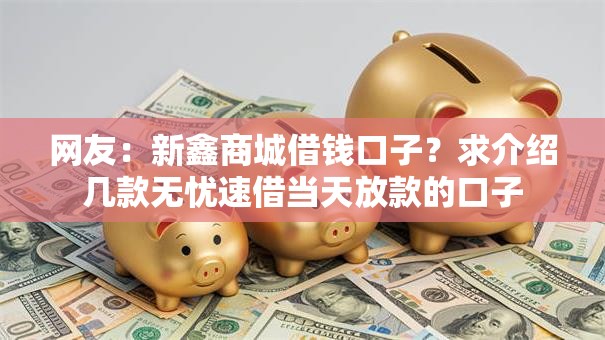 网友：新鑫商城借钱口子？求介绍几款无忧速借当天放款的口子