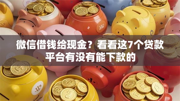 微信借钱给现金？看看这7个贷款平台有没有能下款的