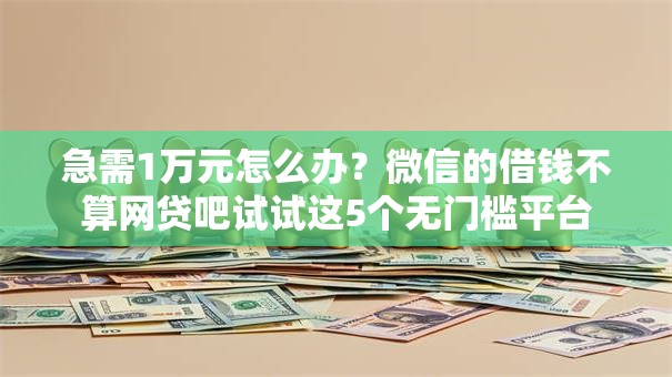 急需1万元怎么办？微信的借钱不算网贷吧试试这5个无门槛平台
