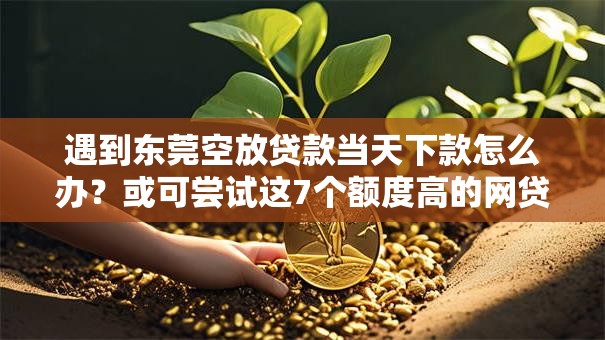 遇到东莞空放贷款当天下款怎么办？或可尝试这7个额度高的网贷平台