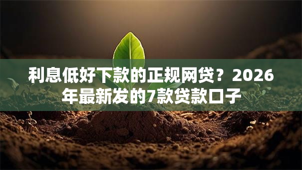 利息低好下款的正规网贷？2026年最新发的7款贷款口子