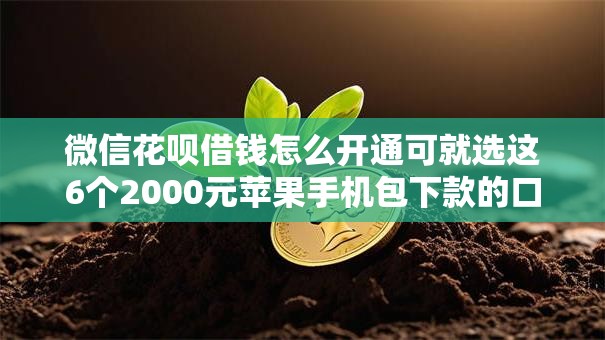微信花呗借钱怎么开通可就选这6个2000元苹果手机包下款的口子 微信花呗借钱怎么开通可就选这6个2000元苹果手机包下款的口子