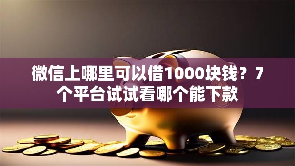 微信上哪里可以借1000块钱？7个平台试试看哪个能下款