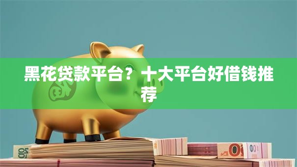 黑花贷款平台？十大平台好借钱推荐