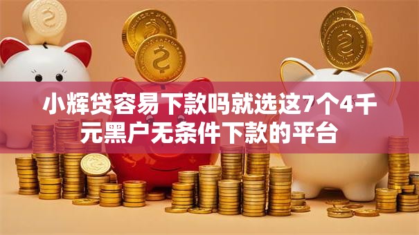 小辉贷容易下款吗就选这7个4千元黑户无条件下款的平台