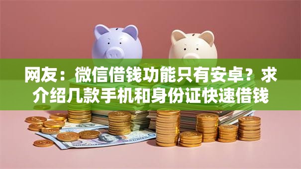 网友：微信借钱功能只有安卓？求介绍几款手机和身份证快速借钱口子
