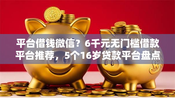 平台借钱微信？6千元无门槛借款平台推荐，5个16岁贷款平台盘点