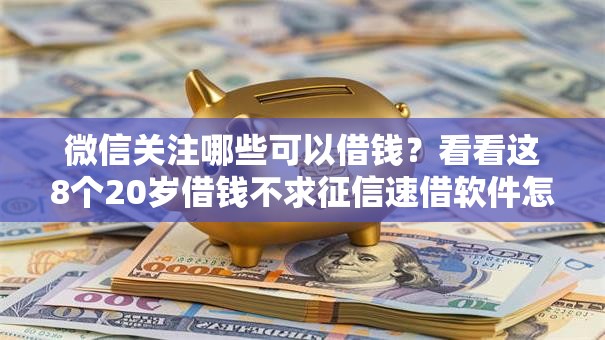 微信关注哪些可以借钱？看看这8个20岁借钱不求征信速借软件怎么样