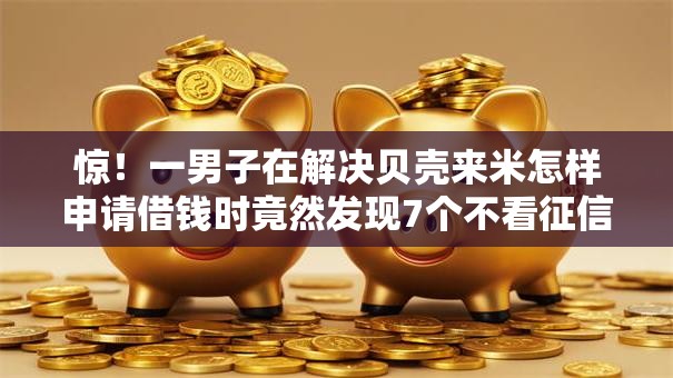 惊！一男子在解决贝壳来米怎样申请借钱时竟然发现7个不看征信不看综合评估的借款平台，事后分享了出来