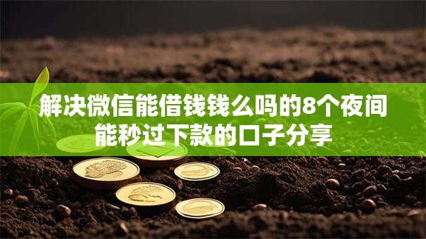 解决微信能借钱钱么吗的8个夜间能秒过下款的口子分享