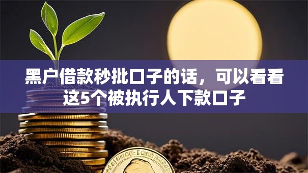 黑户借款秒批口子的话,可以看看这5个被执行人下款口子 黑户借款秒批口子的话,可以看看这5个被执行人下款口子