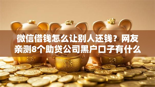 微信借钱怎么让别人还钱？网友亲测8个助贷公司黑户口子有什么盘点