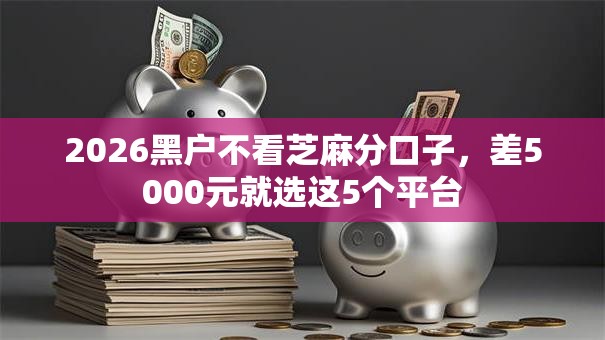 2026黑户不看芝麻分口子,差5000元就选这5个平台 2026黑户不看芝麻分口子,差5000元就选这5个平台