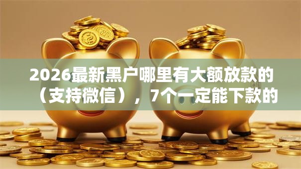 2026最新黑户哪里有大额放款的（支持微信），7个一定能下款的借钱平台无私分享