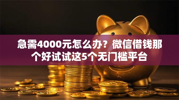 急需4000元怎么办？微信借钱那个好试试这5个无门槛平台