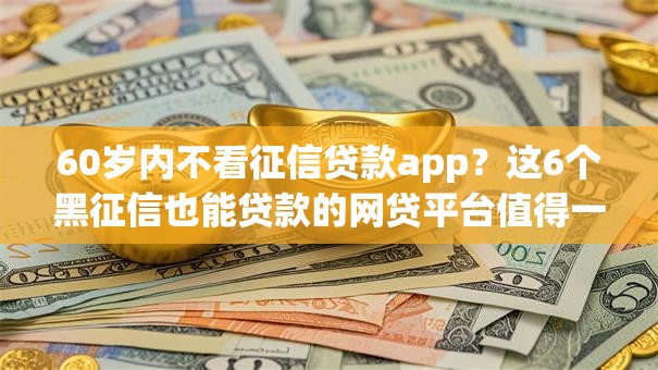 60岁内不看征信贷款app？这6个黑征信也能贷款的网贷平台值得一试