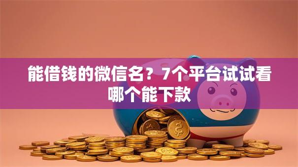 能借钱的微信名？7个平台试试看哪个能下款