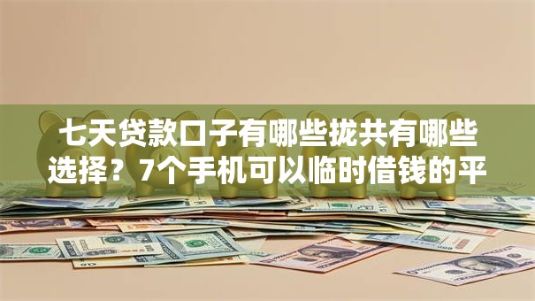七天贷款口子有哪些拢共有哪些选择？7个手机可以临时借钱的平台详解