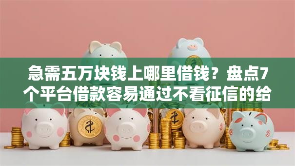 急需五万块钱上哪里借钱？盘点7个平台借款容易通过不看征信的给你参考