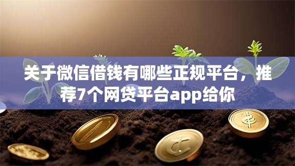 关于微信借钱有哪些正规平台,推荐7个网贷平台app给你 关于微信借钱有哪些正规平台,推荐7个网贷平台app给你
