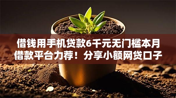 借钱用手机贷款6千元无门槛本月借款平台力荐！分享小额网贷口子6千元无门槛借款