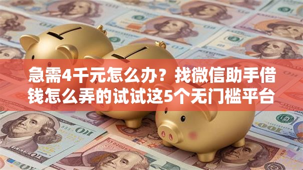 急需4千元怎么办？找微信助手借钱怎么弄的试试这5个无门槛平台