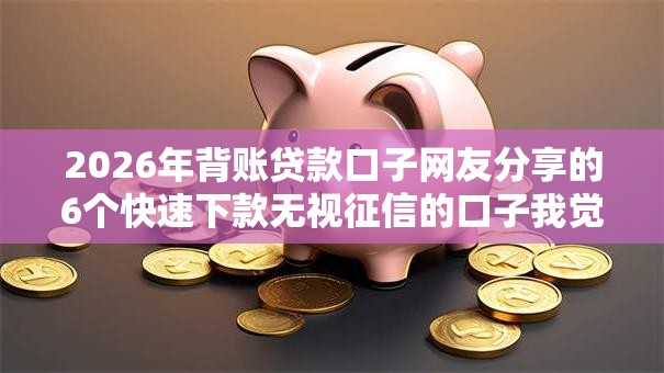 2026年背账贷款口子网友分享的6个快速下款无视征信的口子我觉得不错！