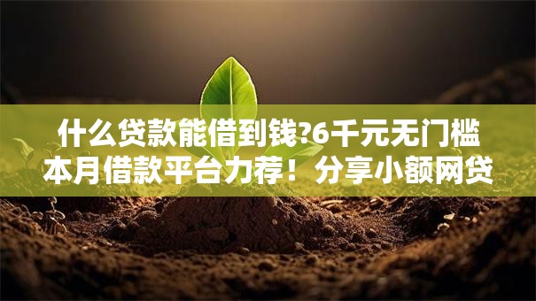 什么贷款能借到钱?6千元无门槛本月借款平台力荐！分享小额网贷口子6千元无门槛借款