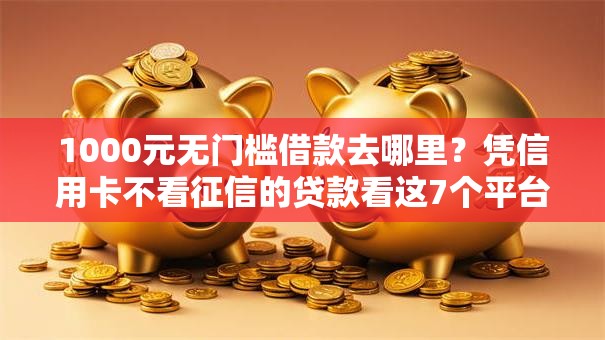 1000元无门槛借款去哪里？凭信用卡不看征信的贷款看这7个平台
