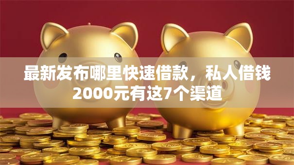 最新发布哪里快速借款，私人借钱2000元有这7个渠道