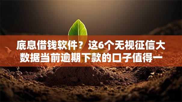 底息借钱软件？这6个无视征信大数据当前逾期下款的口子值得一试