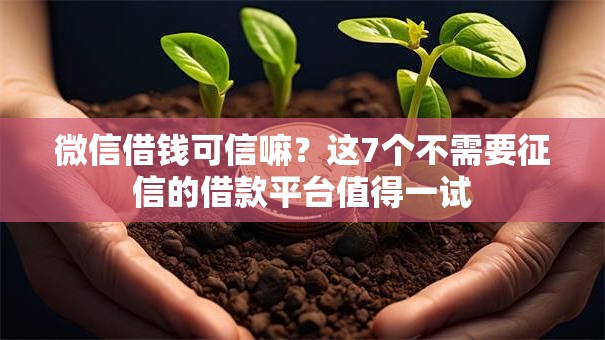 微信借钱可信嘛？这7个不需要征信的借款平台值得一试