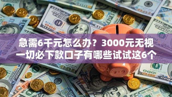 急需6千元怎么办？3000元无视一切必下款口子有哪些试试这6个无门槛平台