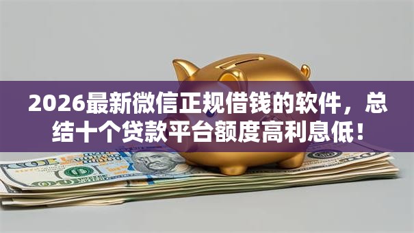 2026最新微信正规借钱的软件，总结十个贷款平台额度高利息低！