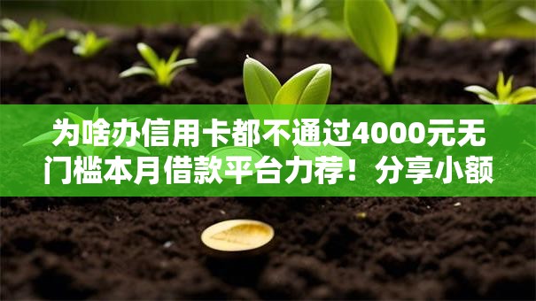 为啥办信用卡都不通过4000元无门槛本月借款平台力荐！分享小额网贷口子4000元无门槛借款
