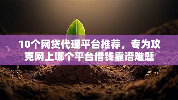 10个网贷代理平台推荐，专为攻克网上哪个平台借钱靠谱难题