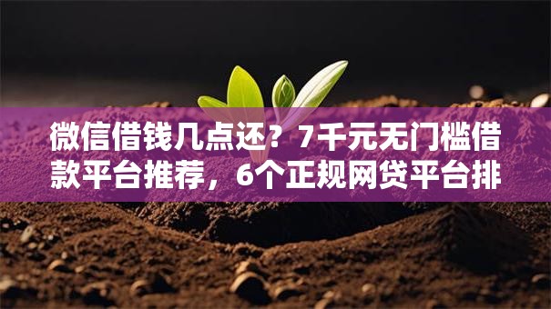 微信借钱几点还？7千元无门槛借款平台推荐，6个正规网贷平台排名不分先后盘点