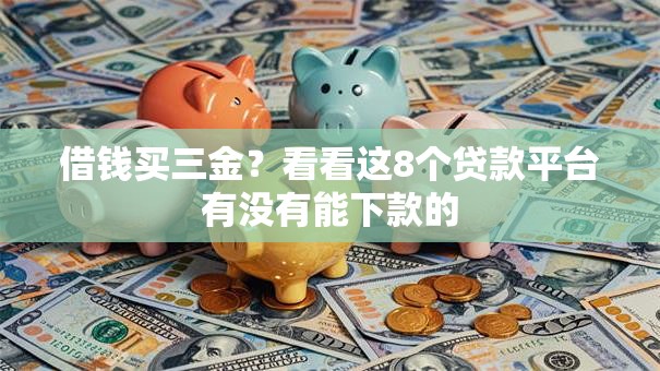 借钱买三金？看看这8个贷款平台有没有能下款的