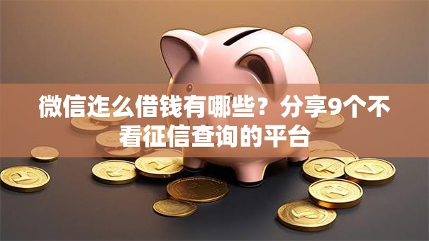 微信迮么借钱有哪些?分享9个不看征信查询的平台 微信迮么借钱有哪些?分享9个不看征信查询的平台