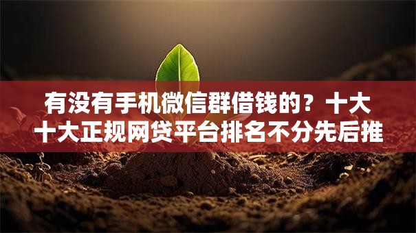 有没有手机微信群借钱的？十大十大正规网贷平台排名不分先后推荐