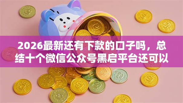 2026最新还有下款的口子吗，总结十个微信公众号黑启平台还可以贷款！