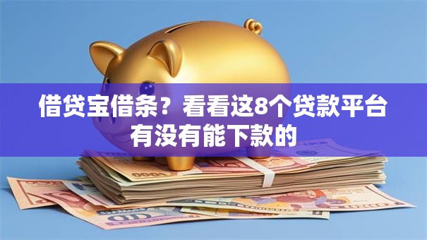 借贷宝借条？看看这8个贷款平台有没有能下款的