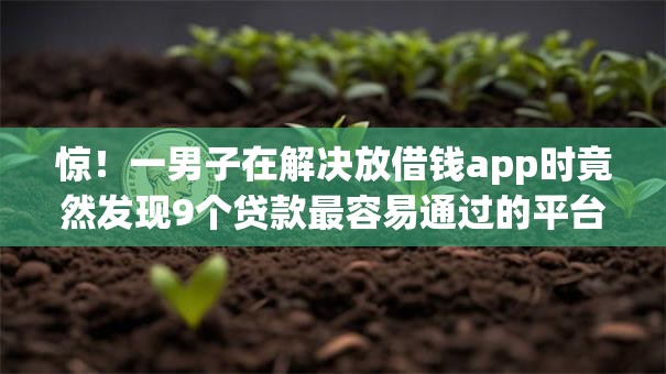 惊！一男子在解决放借钱app时竟然发现9个贷款最容易通过的平台，事后分享了出来