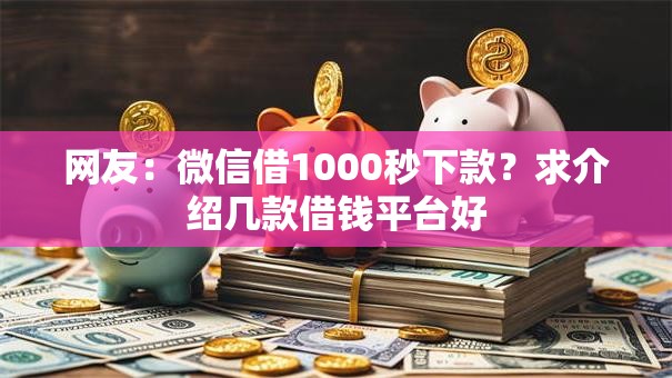 网友:微信借1000秒下款?求介绍几款借钱平台好 网友:微信借1000秒下款?求介绍几款借钱平台好