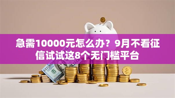 急需10000元怎么办？9月不看征信试试这8个无门槛平台